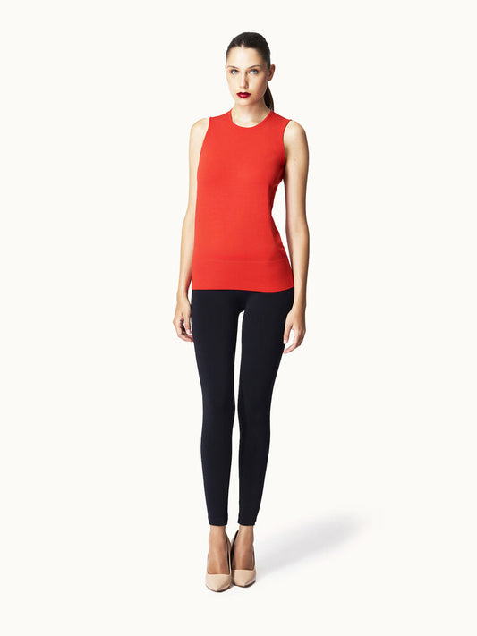 Sheer Opaque Knit Top Sleeveless